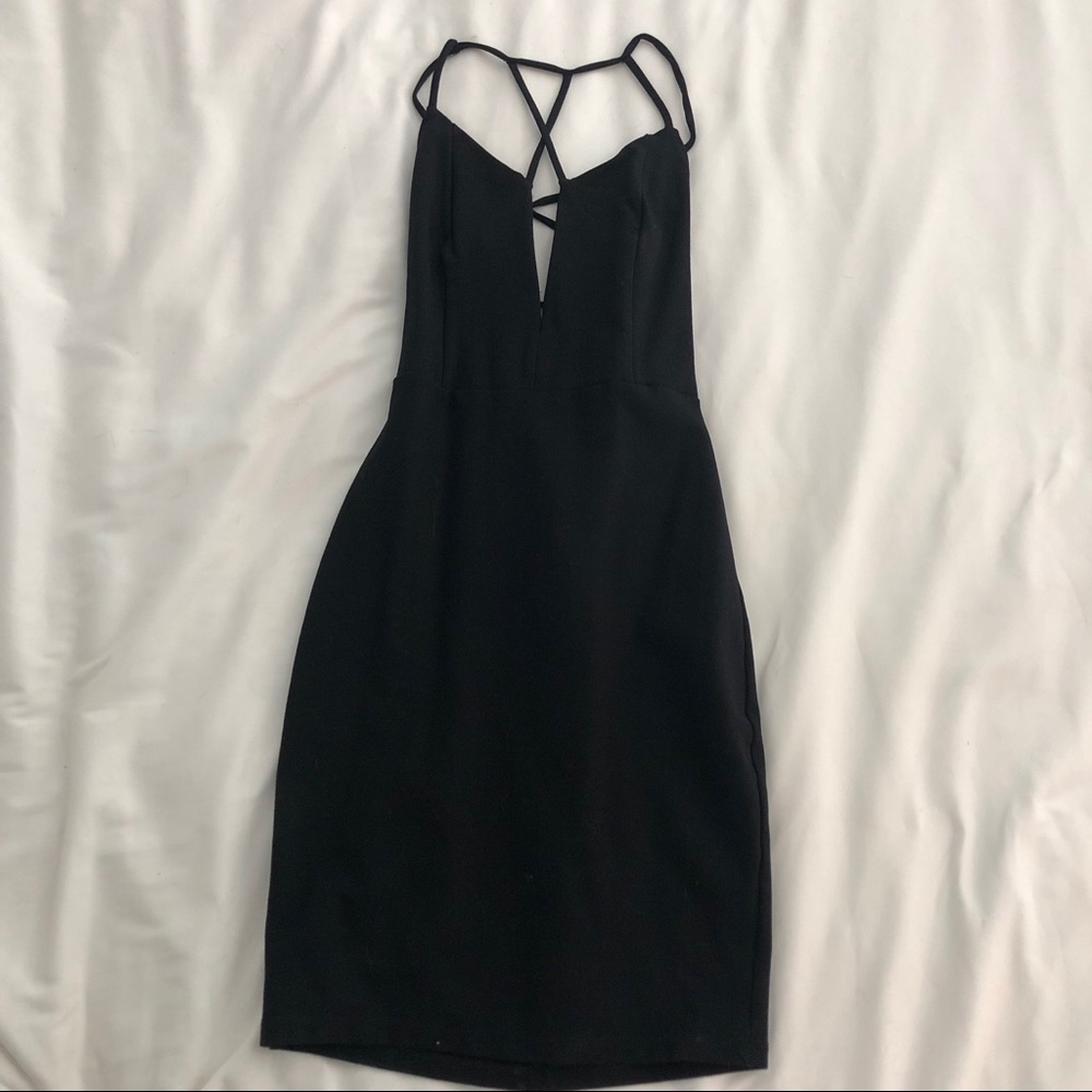Forever 21 black strappy bodycon mini dress